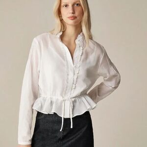 J. Crew Ivory Ruffle Trim Blouse